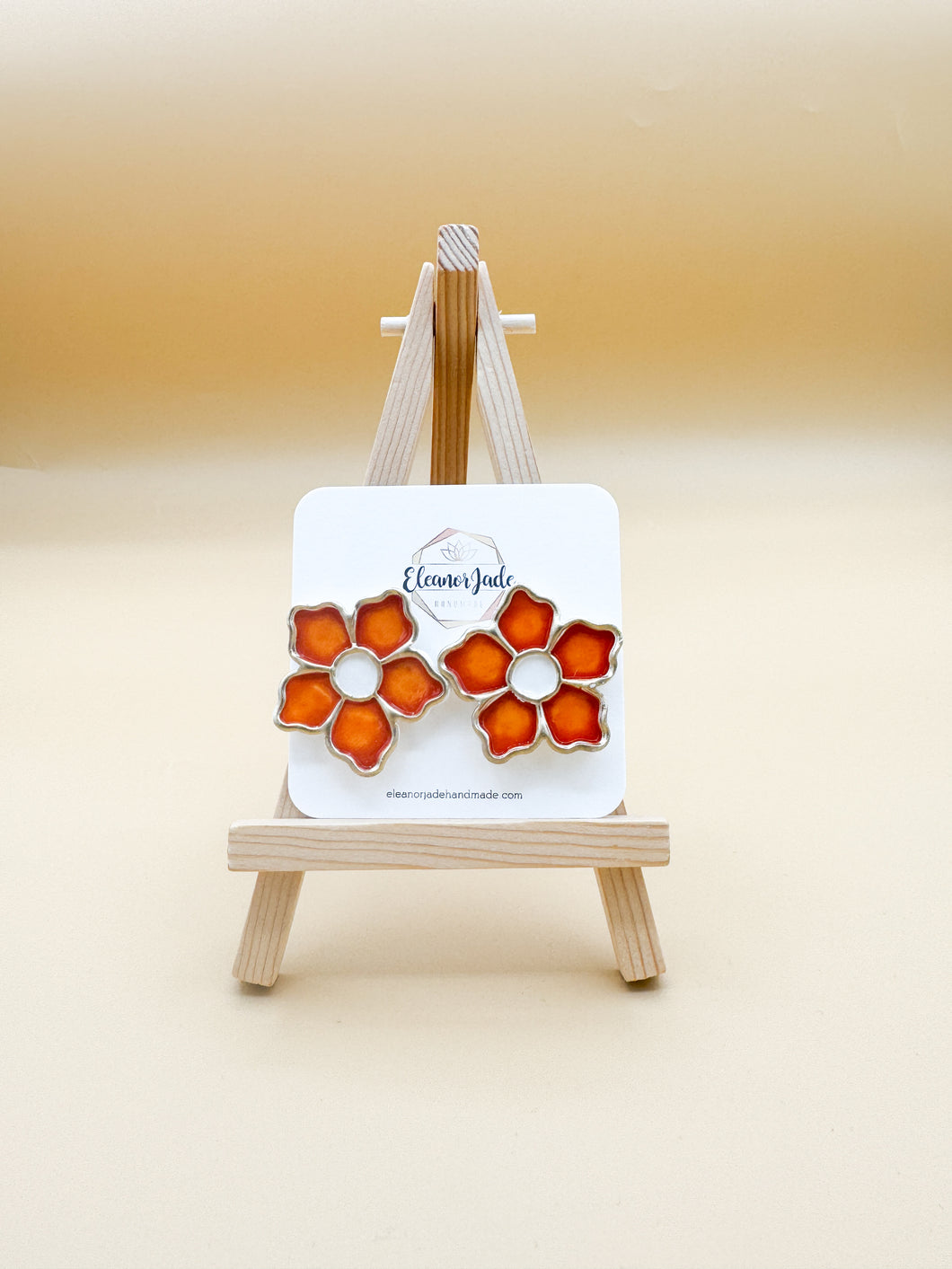 Sunset Flower Stained Glass Statement Stud