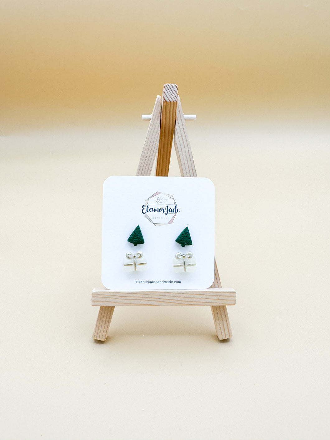 Gift + Christmas Tree Stud Duo Clay Earring