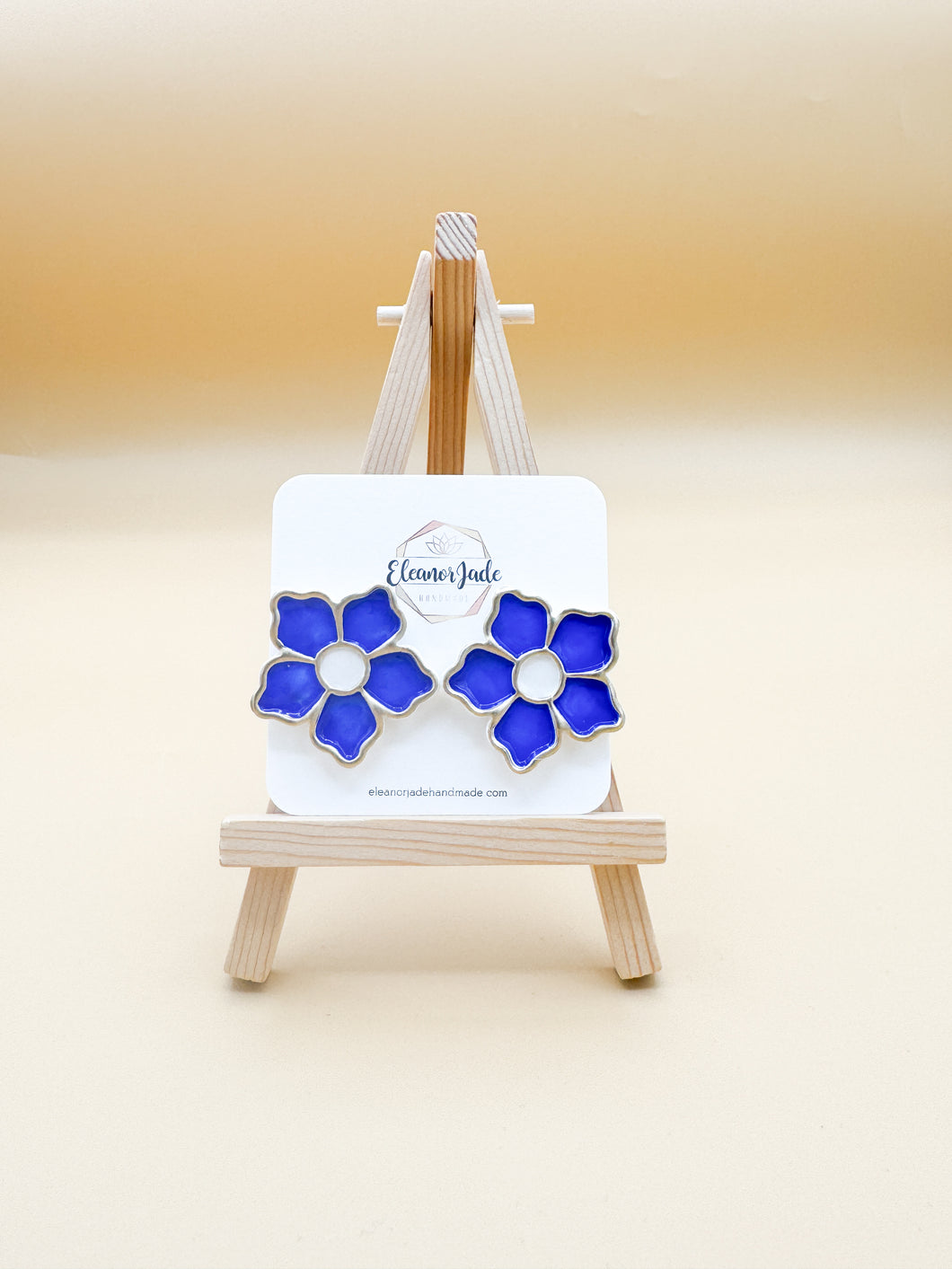 Sapphire Flower Stained Glass Statement Stud