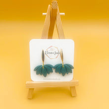 Load image into Gallery viewer, Lotus Flower w/Circle Charm | Drop Dangle |Statement Earrings
