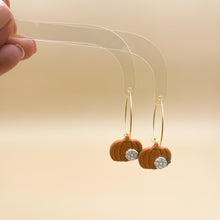 Load image into Gallery viewer, Floral Pumpkin Hoop Earrings