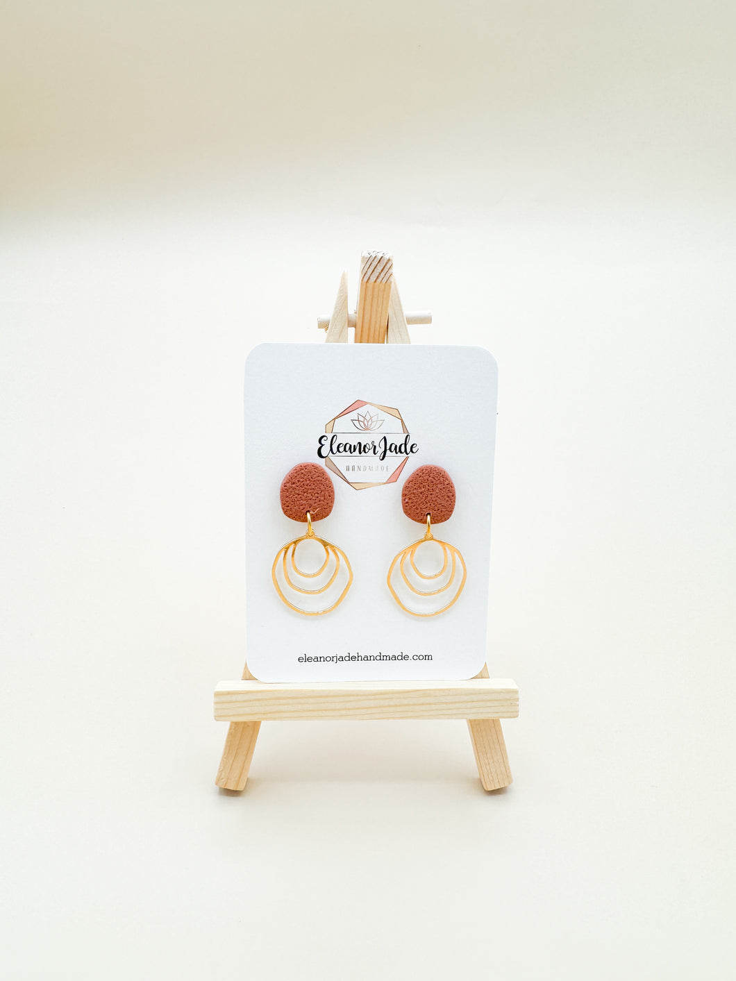 Terracotta + Irregular Circle Charm Dangle Clay Dangle Earring