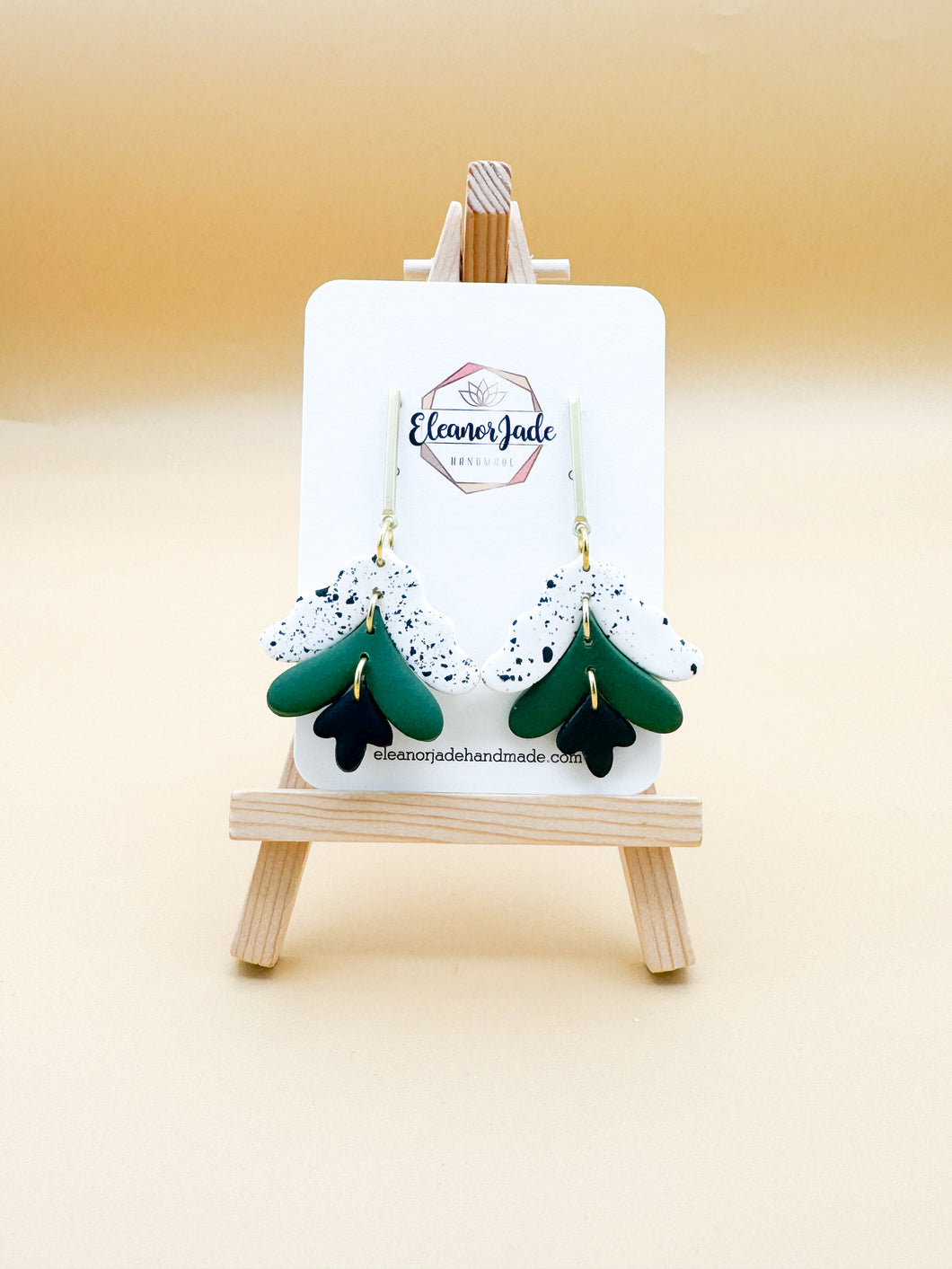 Speckled Green Colorblock Floral Drop Earring