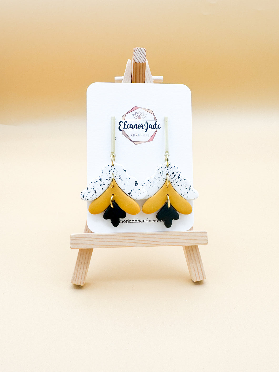 Speckled Mustard Colorblock Floral Drop Earring