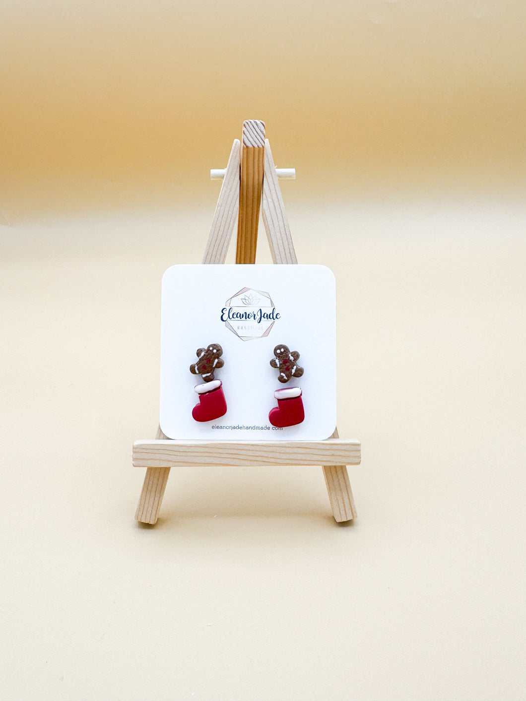 Gingerbread + Christmas Stocking Stud Duo Clay Earring