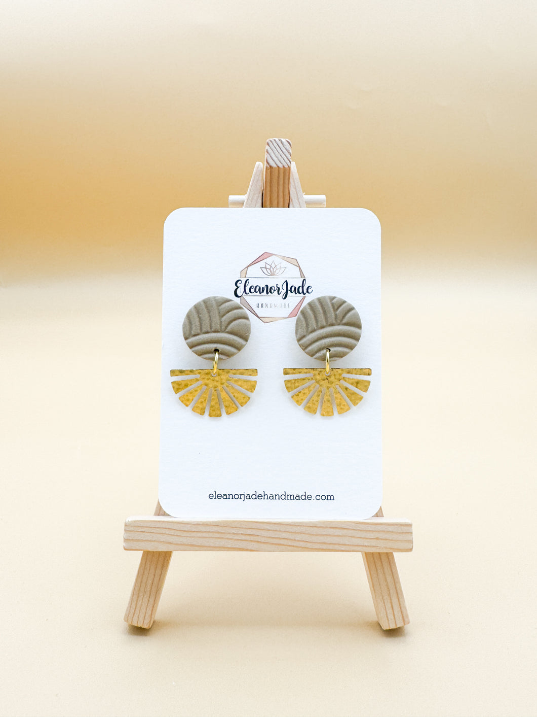 Toasted Latte Circle + Hammered Fan | Embossed Clay Dangle