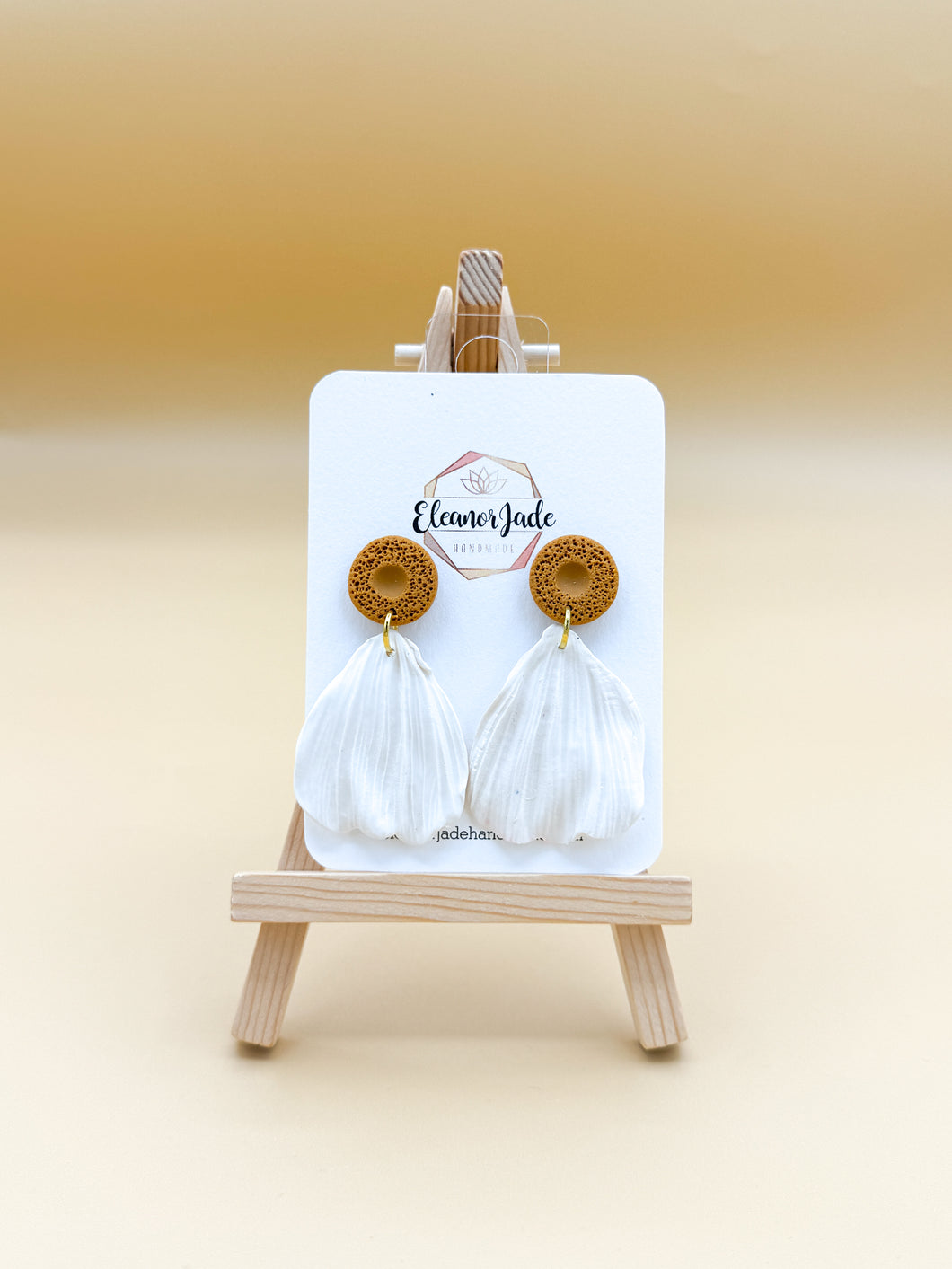 White Flower Petal Earrings