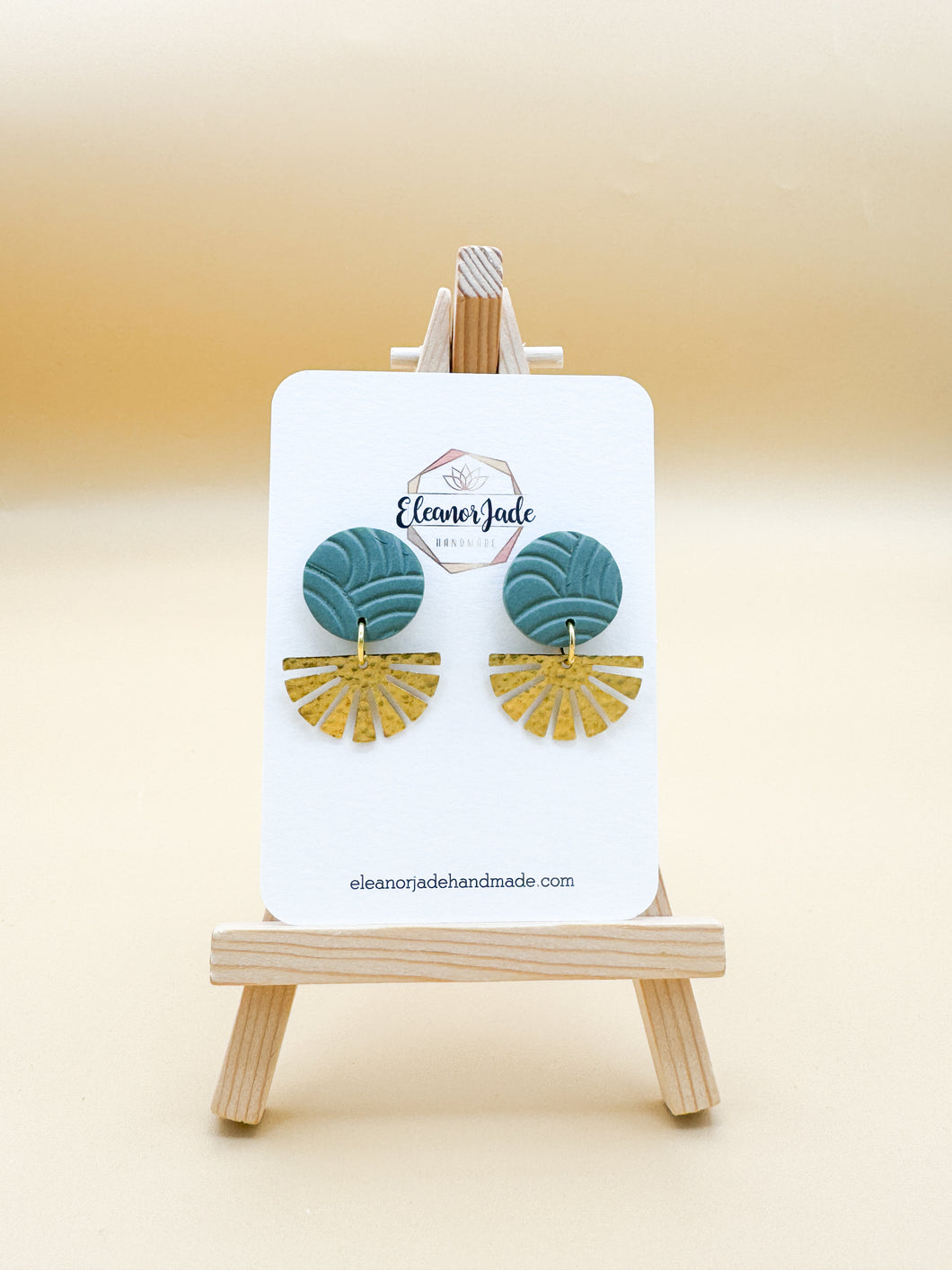 Fern Circle + Hammered Fan | Embossed Clay Dangle
