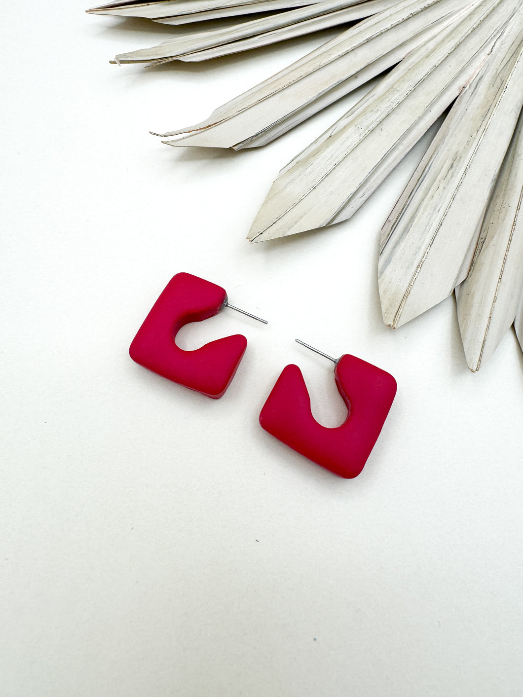 Red Chunky Hoop Earrings