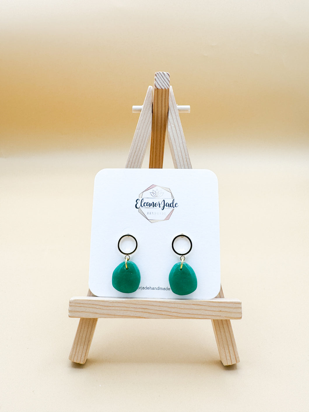 Emerald Pebble + Open Circle Post | Dangle Statement Earrings