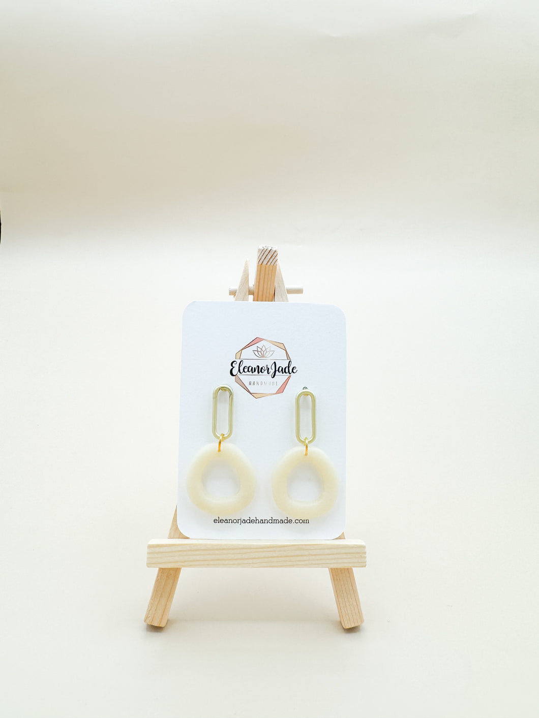 Cream Translucent Organic Circle Drop Clay Earring