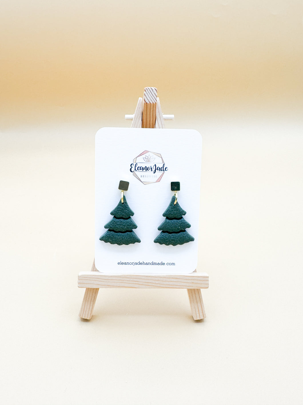 Evergreen Christmas Tree Square Post | Clay Earrings