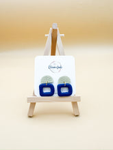 Load image into Gallery viewer, Open Square w/ Half Circle Charm | Dangle Statement Earrings

