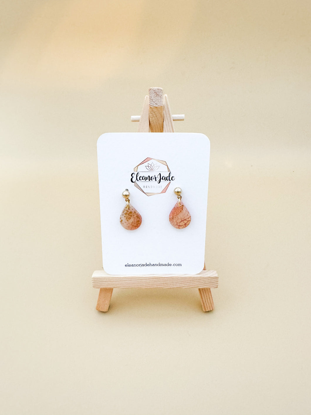 Pink & Gold Marbled Teardrop | Dangle Statement Earring