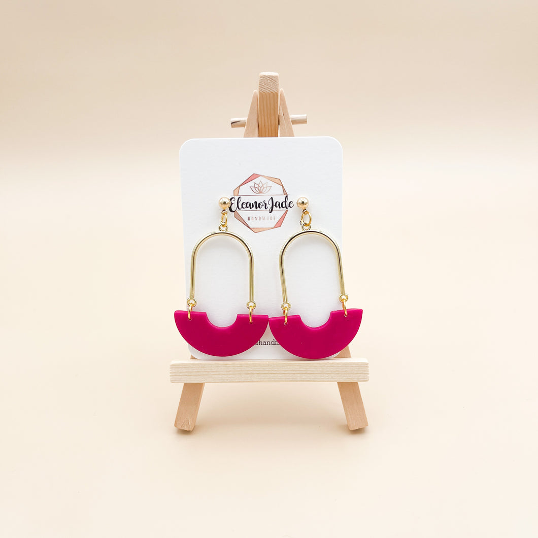 RAE | Pink Semi-Circle Clay Dangle Earring