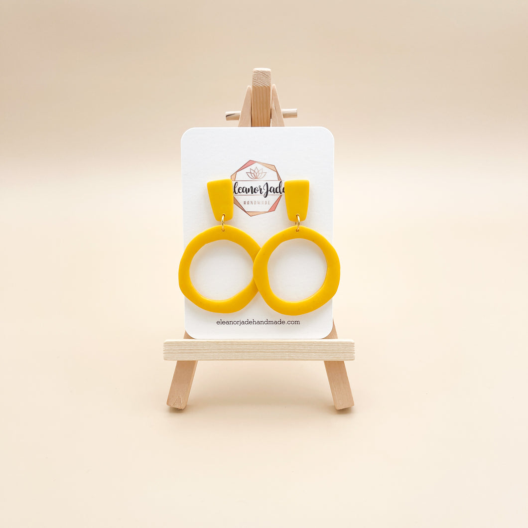 Yellow Organic Circle Hoop Earrings