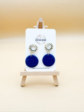 Load image into Gallery viewer, Textured Circle w/ Crinkle Circle Charm | Dangle Statement Earrings
