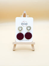 Load image into Gallery viewer, Textured Circle w/ Crinkle Circle Charm | Dangle Statement Earrings
