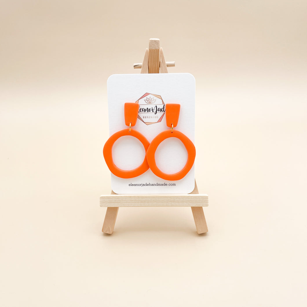 Orange Organic Circle Hoop Earrings