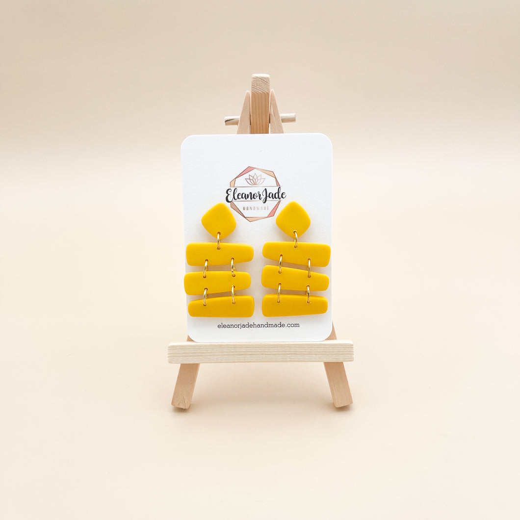 Yellow Organic Bar Statement Earrings