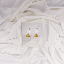 Load image into Gallery viewer, Square with Crinkle Fan Charm | Dangle Statement Earrings
