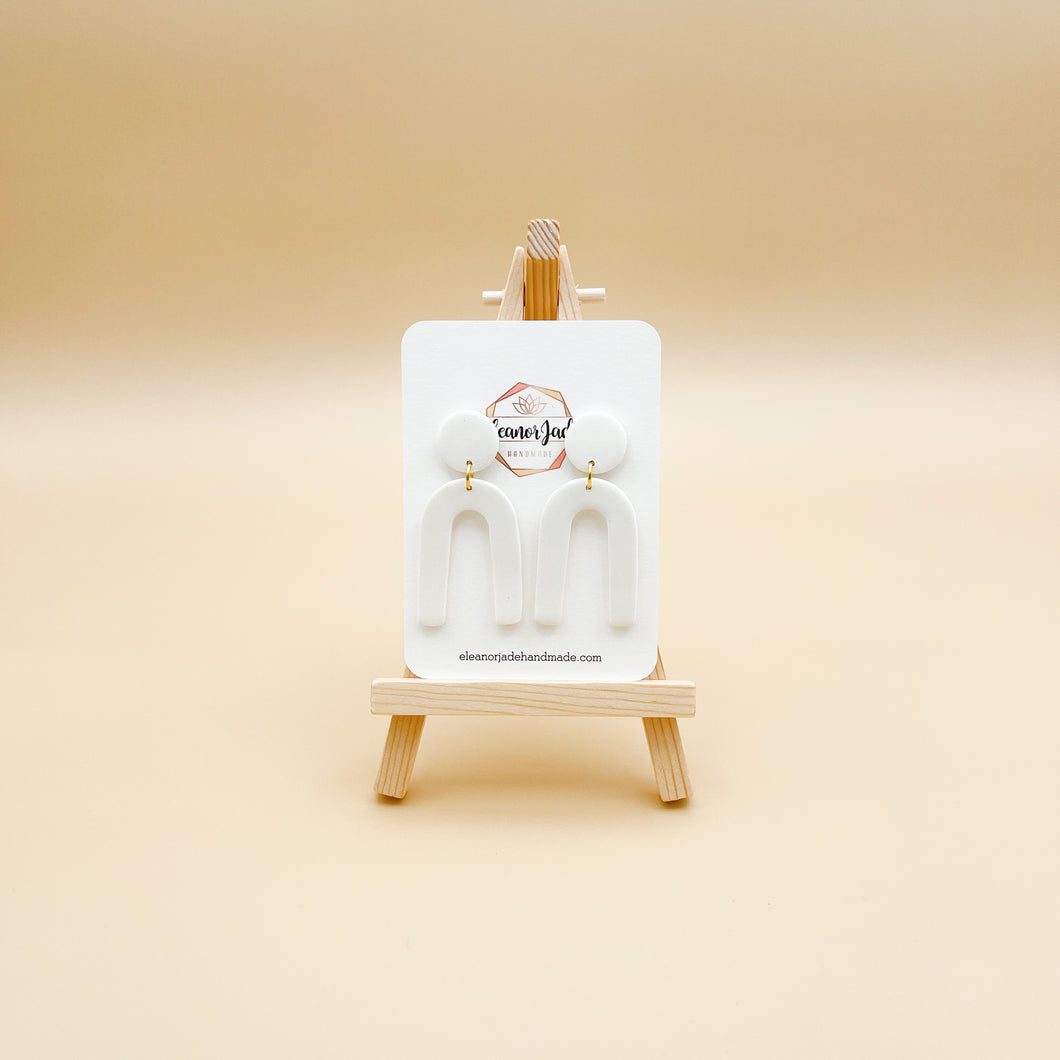 White | Mini Arch Clay Earrings