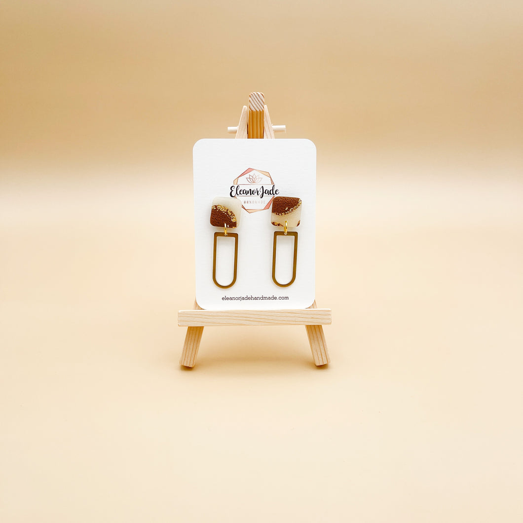 Raw Sienna Square Dainty Dangle