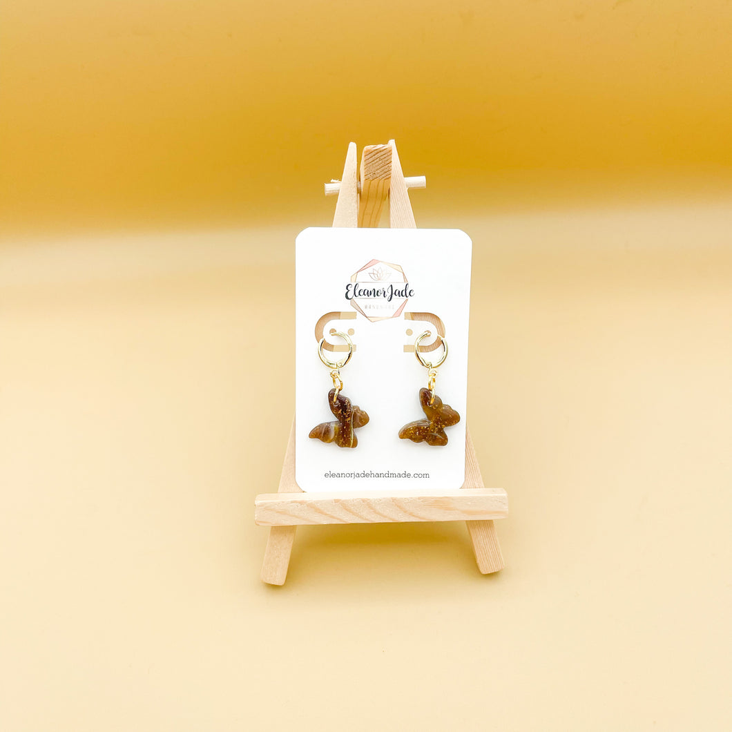 Brown Marble Butterfly | Dangle Statement Earrings