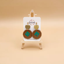 Load image into Gallery viewer, Raw Sienna + Turquoise Braided Clay Dangle Earring

