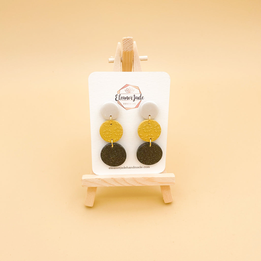 Small Color Block Circles | Twinkle | Dangle Statement Earrings