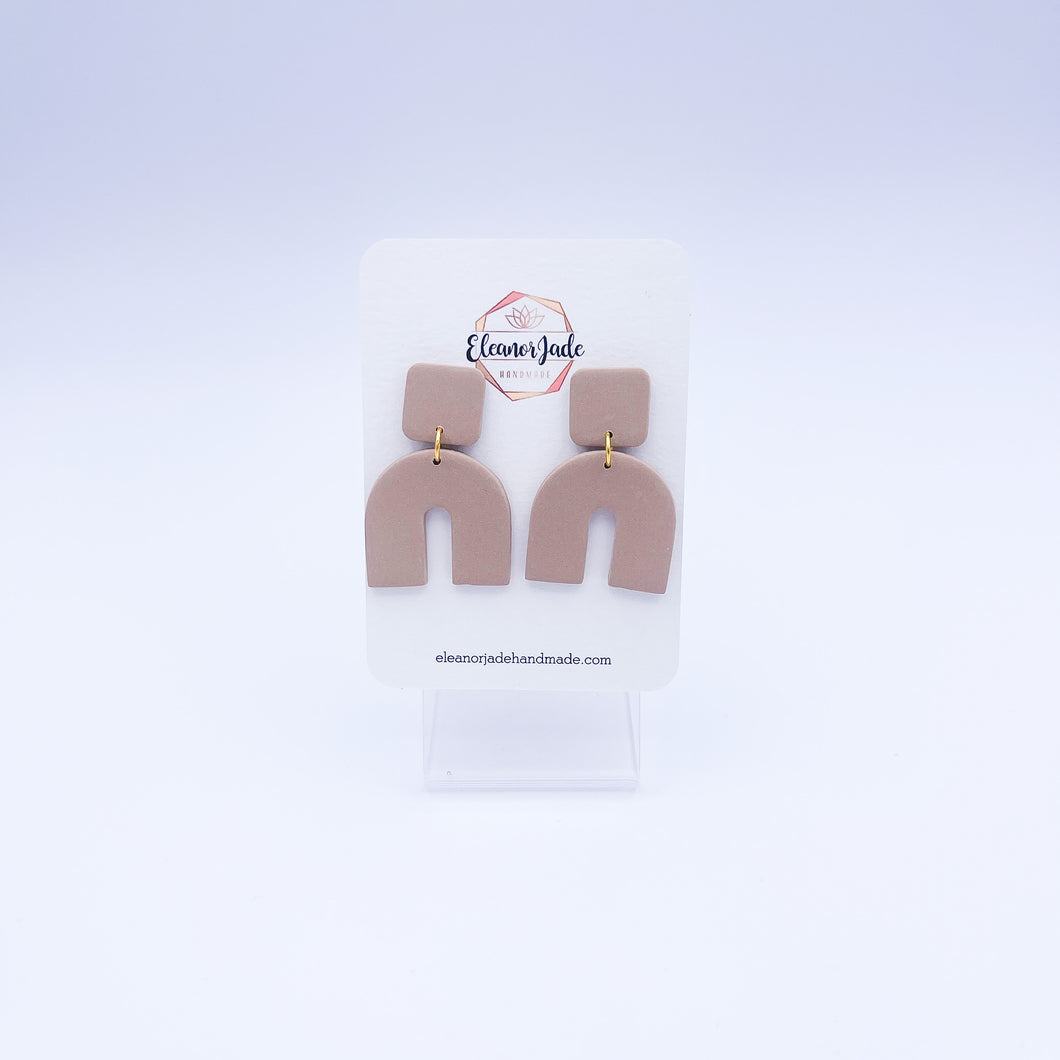Toasted Almond Short Arch Clay Statement Earrings