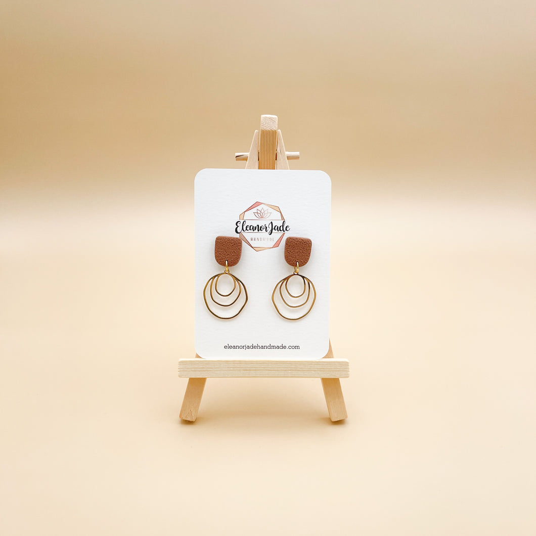 Terracotta + Irregular Circle Charm Dangle Clay Dangle Earring