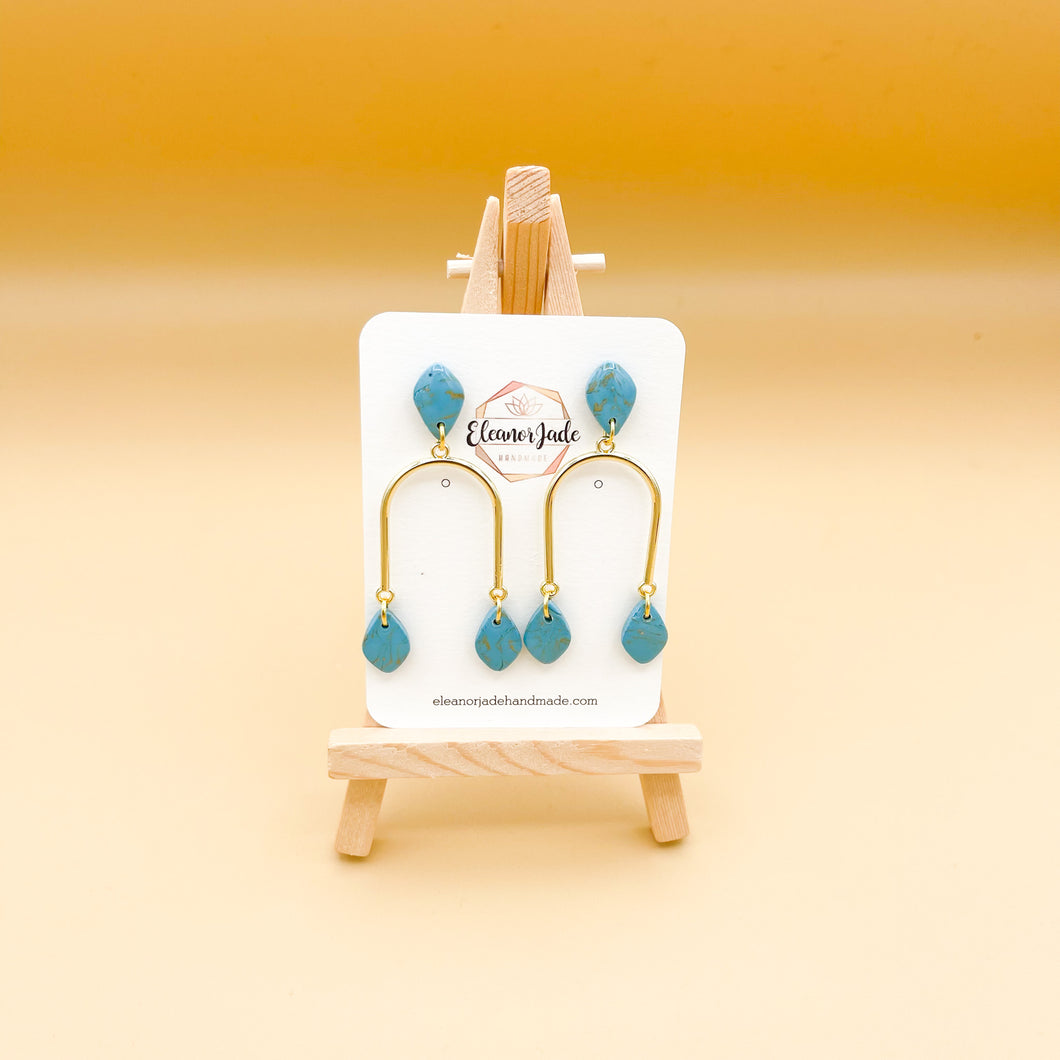 Turquoise Marble w/ Arch Charm | Dangle Statement Earrings