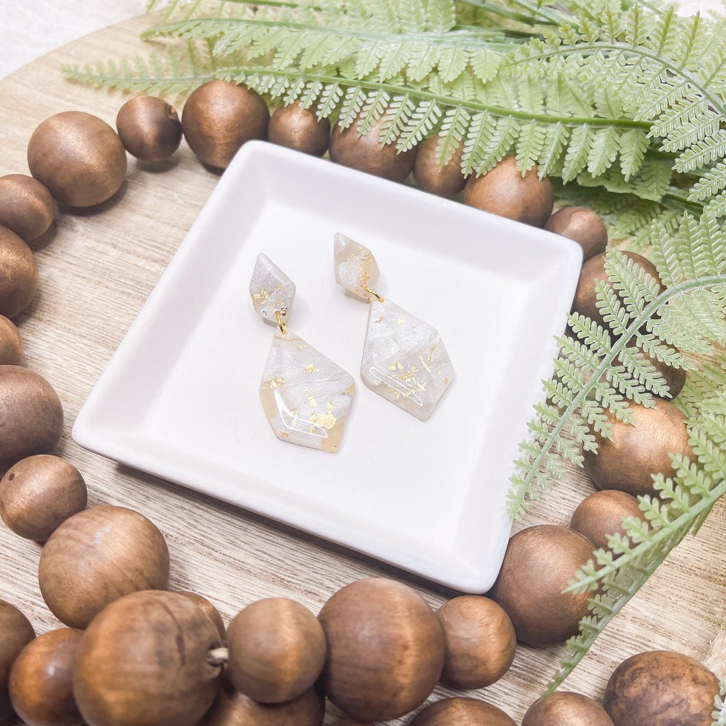 Geo Diamond Pearl | Dangle Statement Earrings