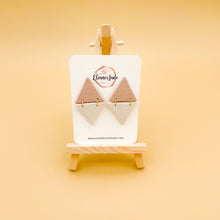 Load image into Gallery viewer, Two Tone Mirrored Triangle | Clay Earrings
