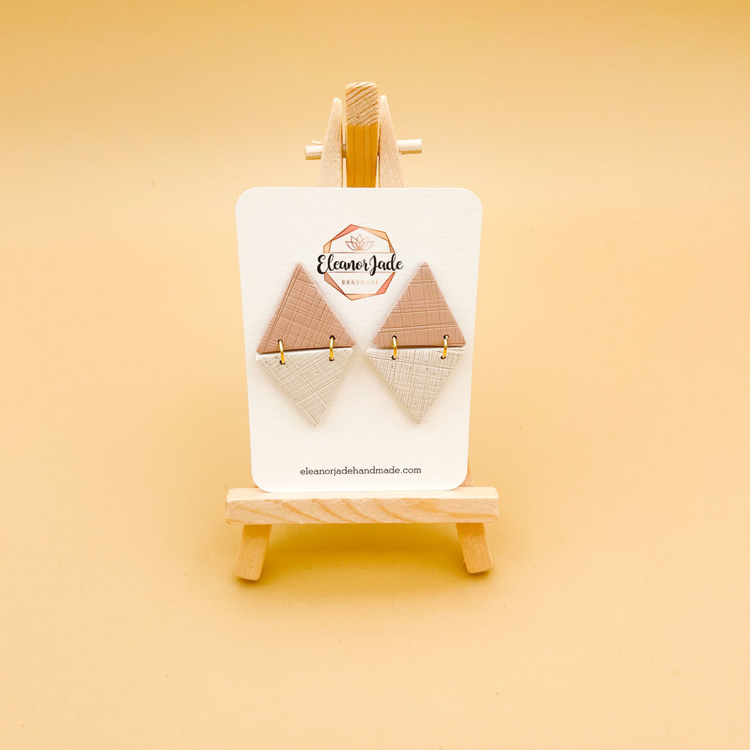 Two Tone Mirrored Triangle | Clay Earrings