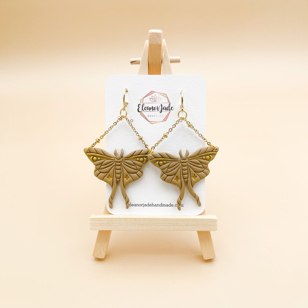 Latte Moth Clay Dangle Earring
