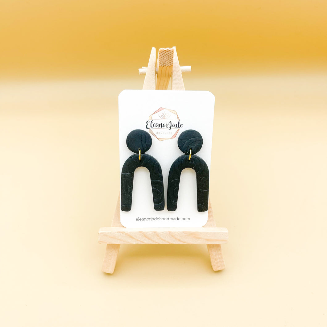 Mini Arch w/ Scroll Print | Polymer Clay Earrings