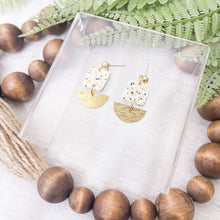 Load image into Gallery viewer, Confetti Dainty Square + Charm Dangle Statement Earrings
