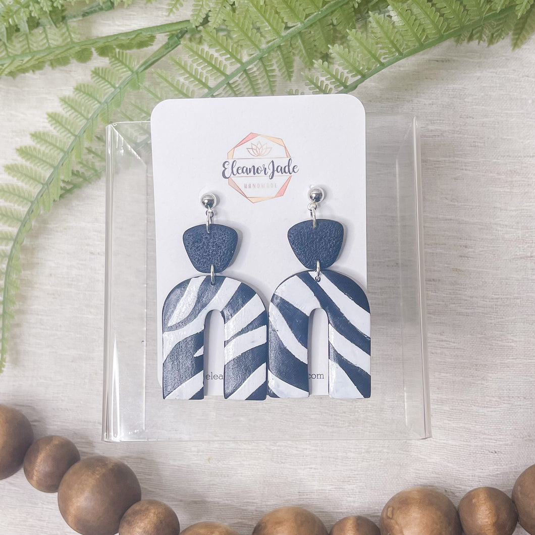 Black and White Striped Arch | Dangle Statement Earrings