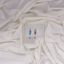 Load image into Gallery viewer, Lavender Watercolor Small Oblong + Leaf Charm Earrings | Dangle Statement Earrings
