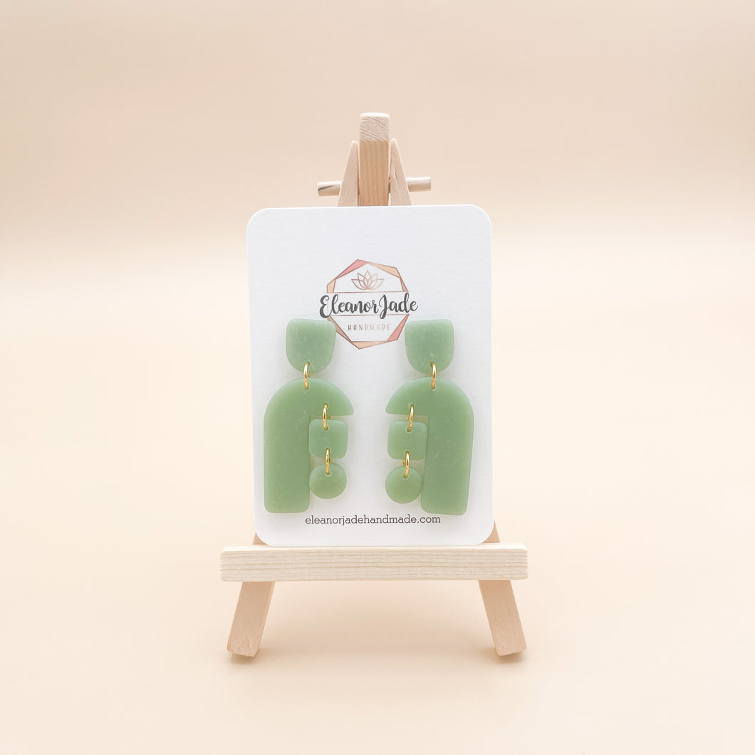 Jade Geo Block Clay Dangle Earring