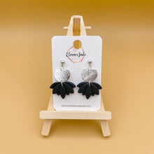 Load image into Gallery viewer, Lotus Flower + Silver Charm | Dangle Statement Earrings
