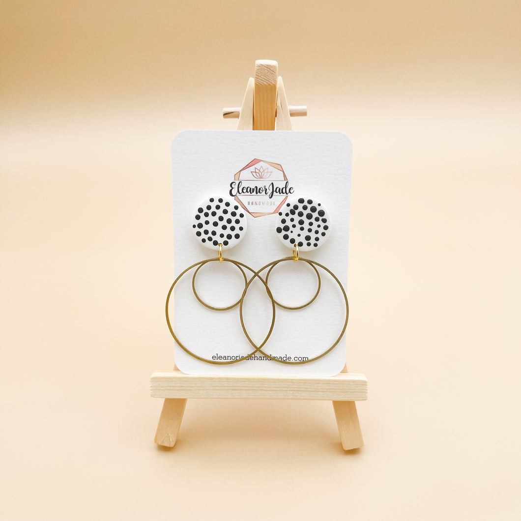 Polka Dot Circle Clay Dangle Earring