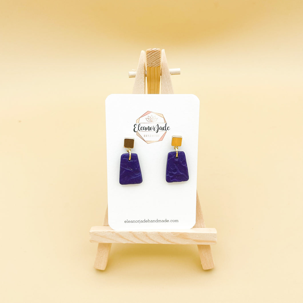 Purple Trapezoid Dangle | Statement Earrings