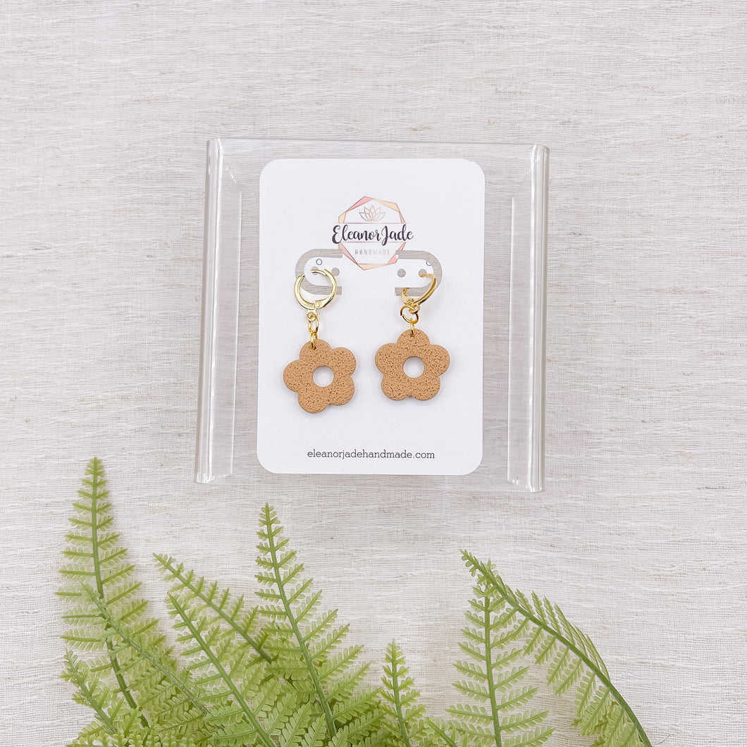 Clay Flower Huggie | Dangle Statement Earrings
