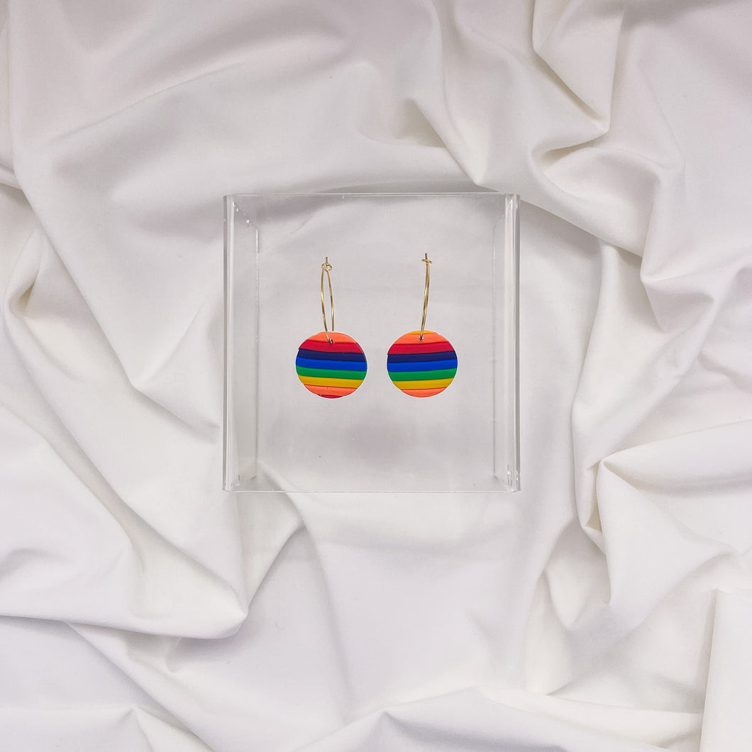 PRIDE | Circle Rainbow Hoop Statement Earrings