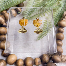 Load image into Gallery viewer, Honeycomb + Fan Charm |  Dangle Statement Earrings

