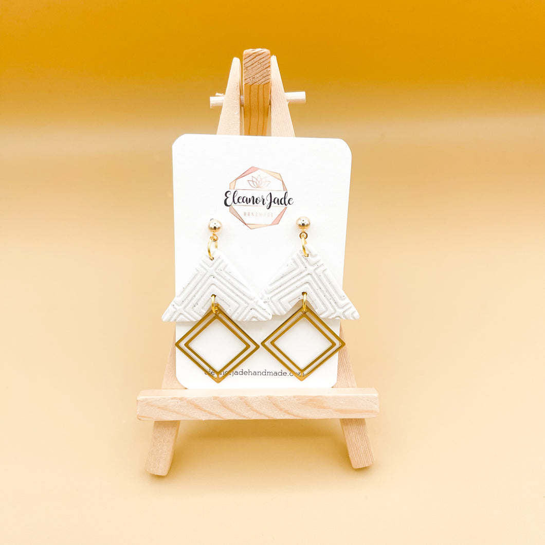 Triangle + Square Charm | Dangle Statement Earrings