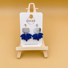 Load image into Gallery viewer, Lotus Flower + Silver Charm | Dangle Statement Earrings

